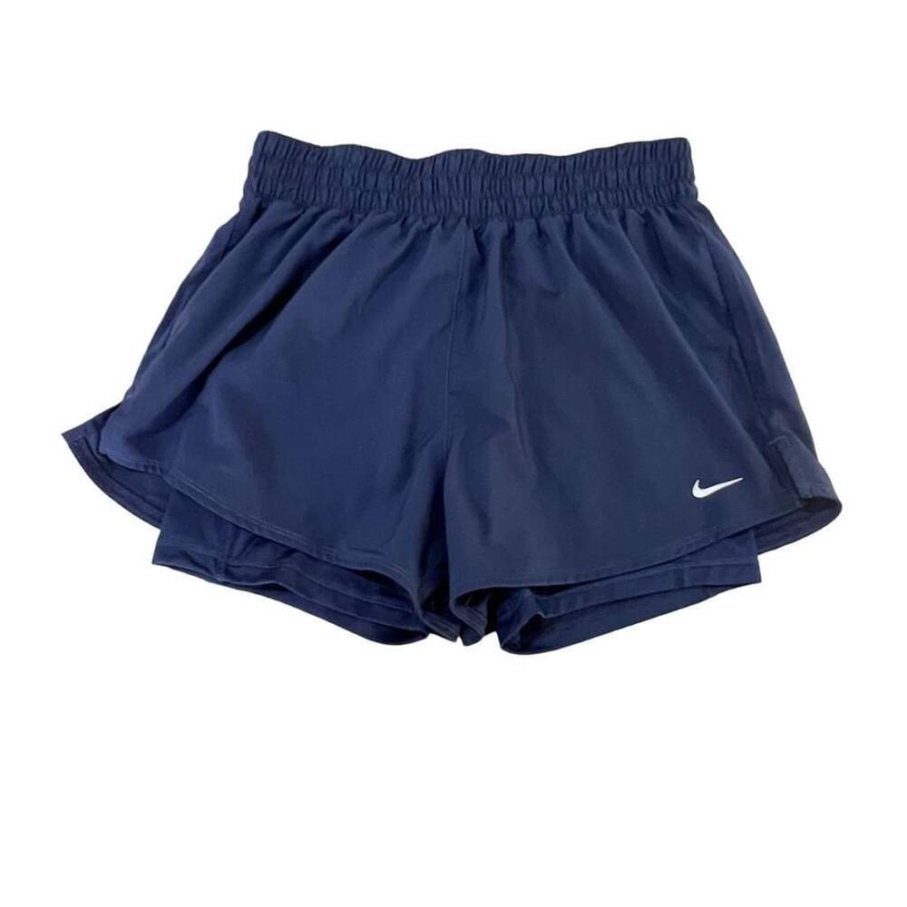 Nike Women's One Dri-FIT Mid-Rise 3-Inch 2-in-1 Shorts Navy Blue Size M